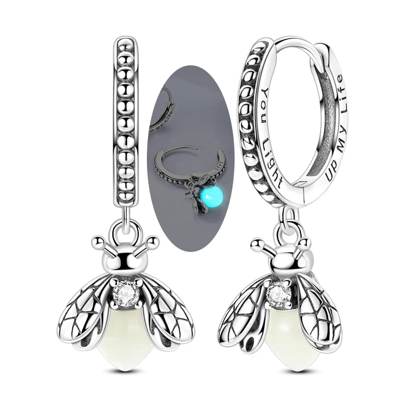 925 Sterling Silver Earrings Mushroom Glowing Firefly Cherry Bee Earring For Women Wedding Engagement Party Fashion Jewelry Gift