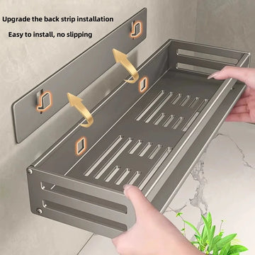 Shower Corner Shelf Without Drilling Aluminum Bathroom Shelf With Towel Bar Shampoo Holder Toilet Rack Bathroom Accessories