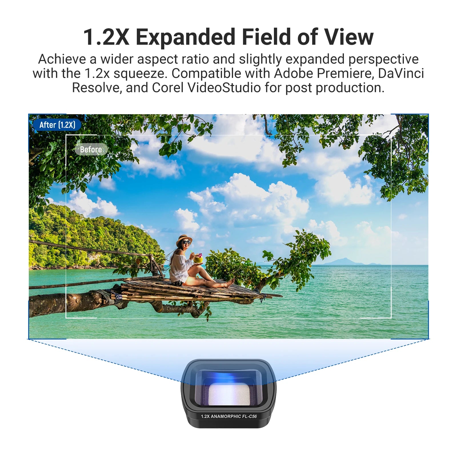 NEEWER 1.2X Blue Anamorphic Lens For DJI Osmo Pocket 3 Creator Combo Accessories, HD Optical Glass Magnetic Effect Lens