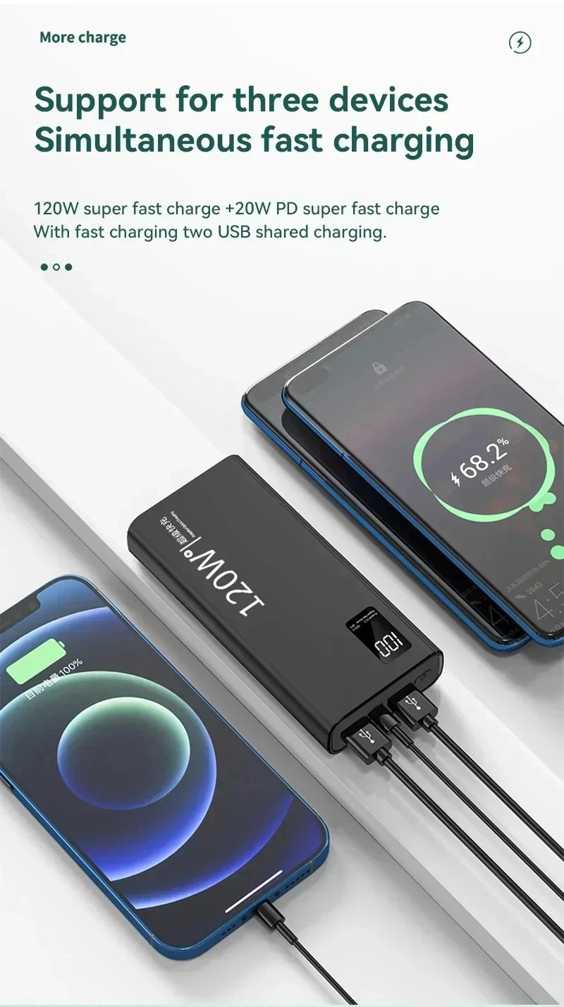 500000mAh Large-capacity Super-fast Charging Power Bank With Digital Display Portable Mobile Power Supply for All Phones