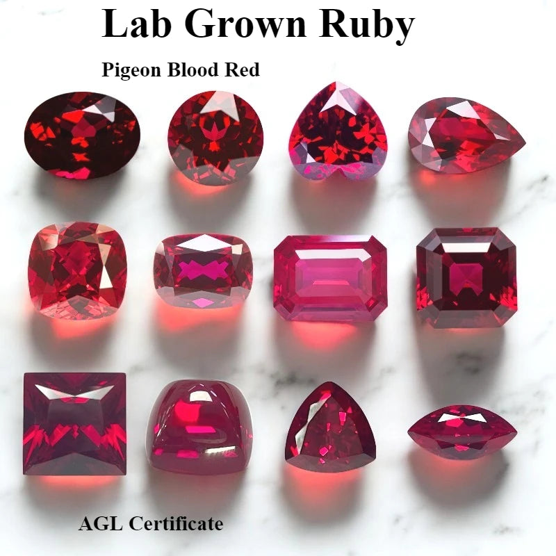 Lab Grown Ruby Various Shape Pigeon Blood Red Charms Gemstone for DIY Jewelry Making Materials Selectable Certificate