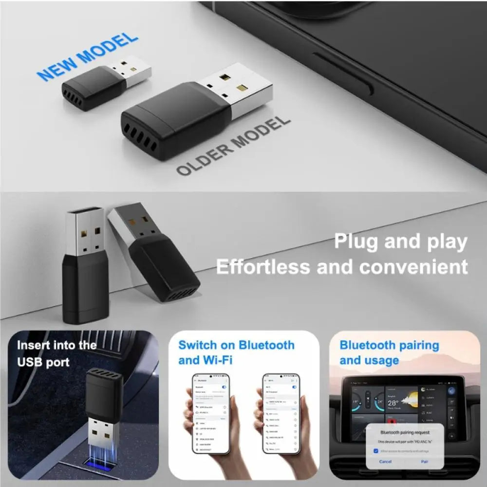 Wireless Adapter Smart Wireless CarPlay Android Auto USB Dongle WiFi Bluetooth Auto Connection OTA Upgrade for Original Cars