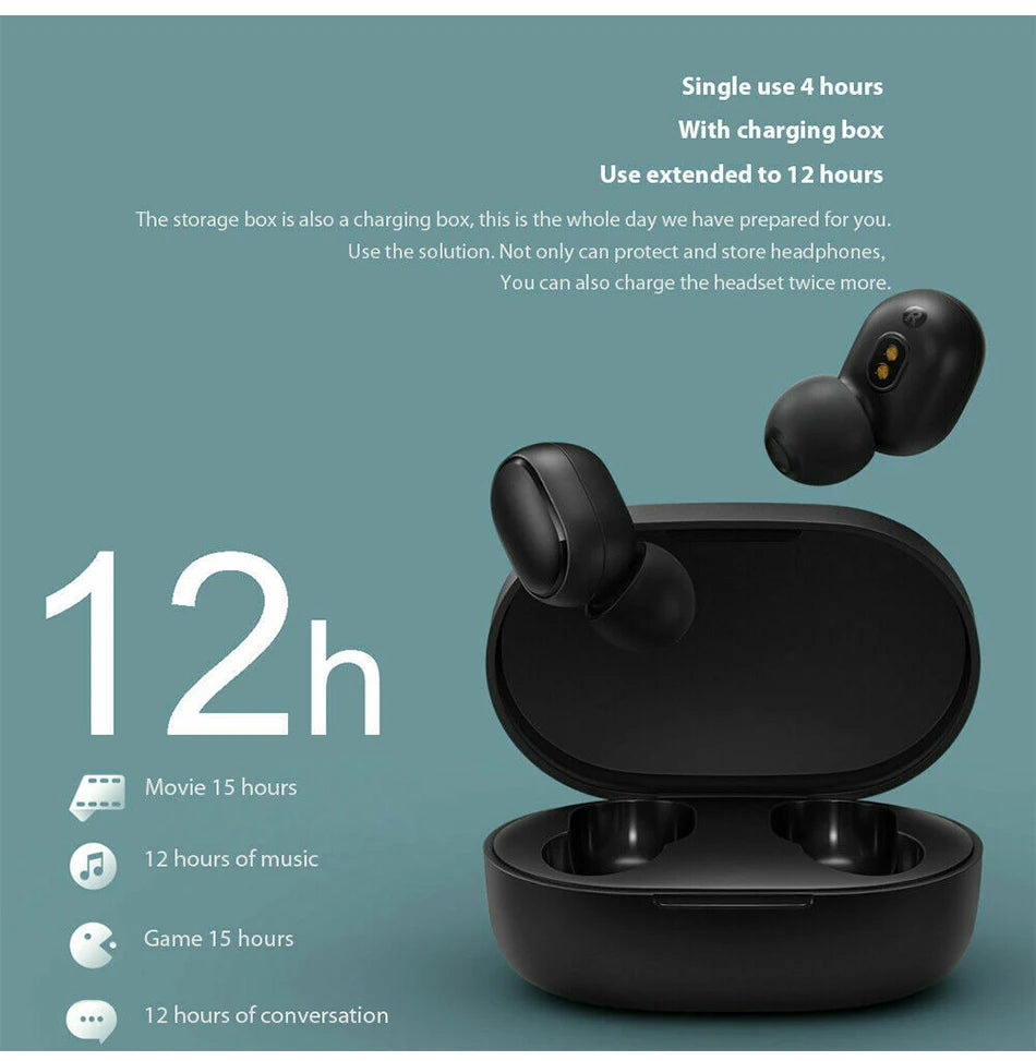 TWS Wireless Bluetooth Headphone, Stereo Headset, Sports Earbuds, Microphone with Charging Box, Smartphone