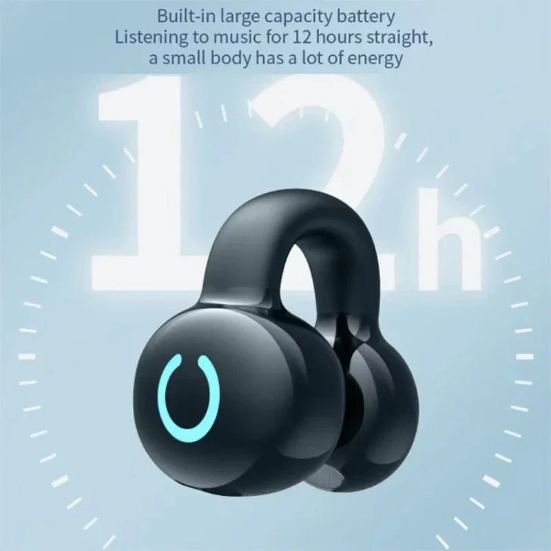 Bluetooth 5.3 Ear Clip Wireless Earphones HiFi Stereo Noise Cancelling Earphones Long Battery Life Waterproof Earphones