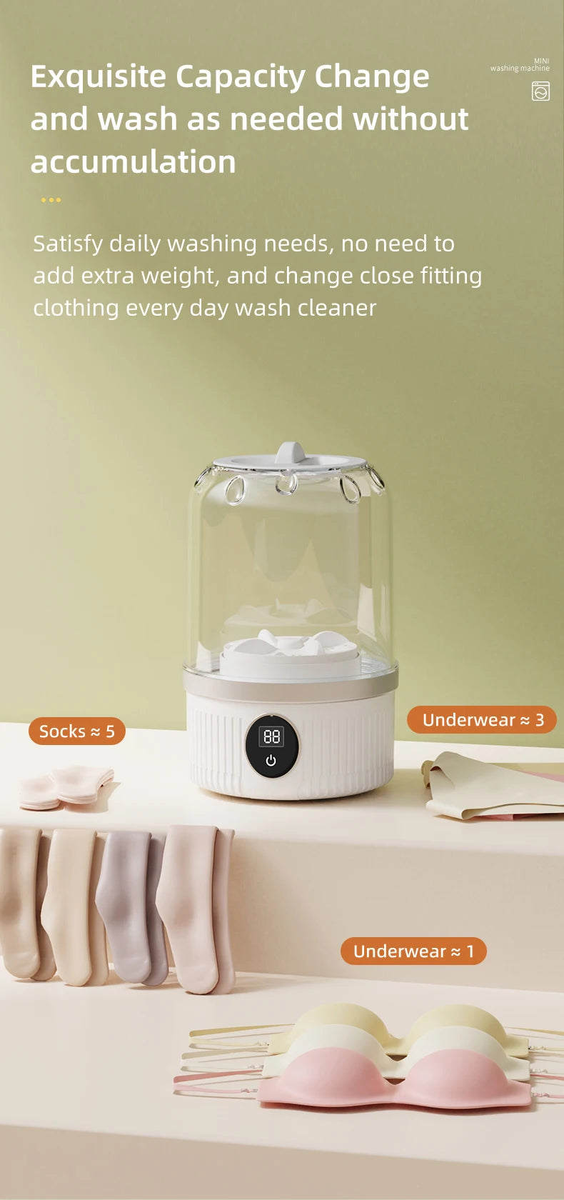 Mini Washing Machine Household Electric Washing Cup Underwear Socks Small Wireless Charging Washing Machine