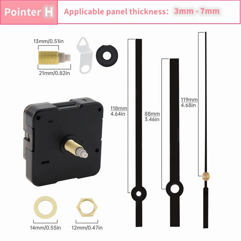 Wall Clock Movement Mechanism Clock Hands Long Shaft Silent Quartz Movement Clockwork Table DIY Watches Repair Tools
