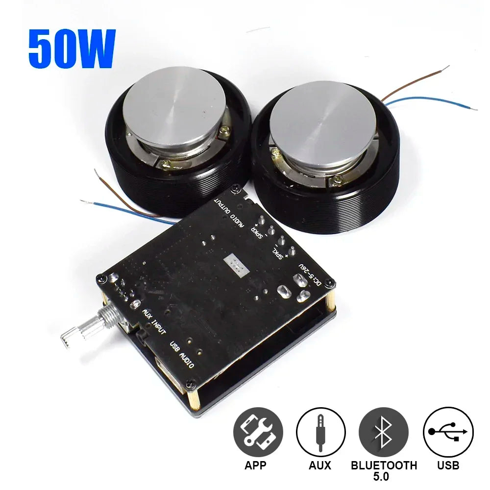 1 Set 50W 2.0 HIFI Vibration Speaker Portable Stereo Audio Loudspeaker Bluetooth 5.0 Class D Amplifier System DIY Home Theater