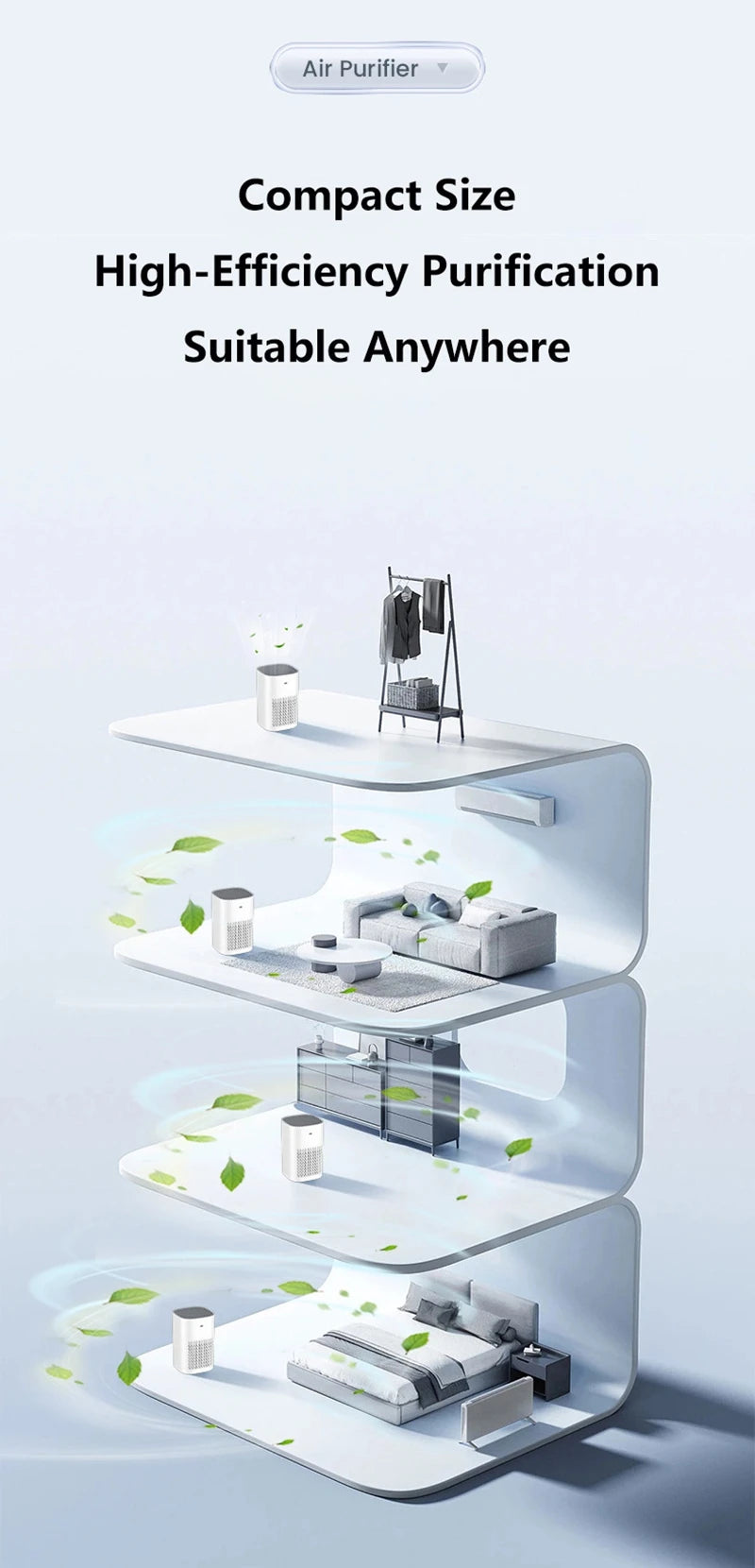 Air Purifier Smoke Odor Negative Ion Generator Household HEPA Air Purifier Efficient Purify Air Formaldehyde For Car Room