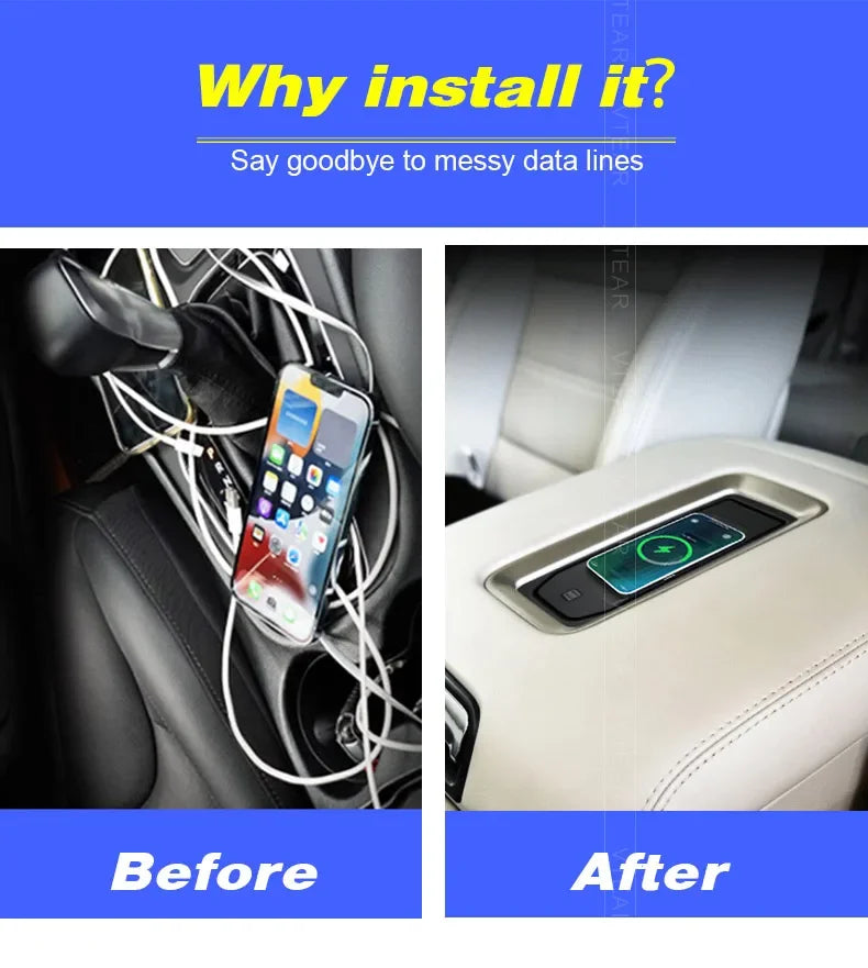 Car Wireless Charger 15w Fast Mobile Phone Charging Panel Adapter For GMC Sierra 2019-2021 Interior Product Accessories