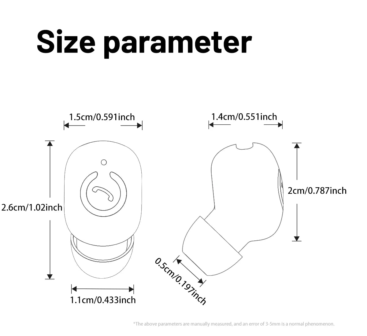 Wireless Headphones Bluetooth Earphones With Mic Headset Single Ear Waterproof Earbuds for Left and Right Ear Wear Ear-Mounted