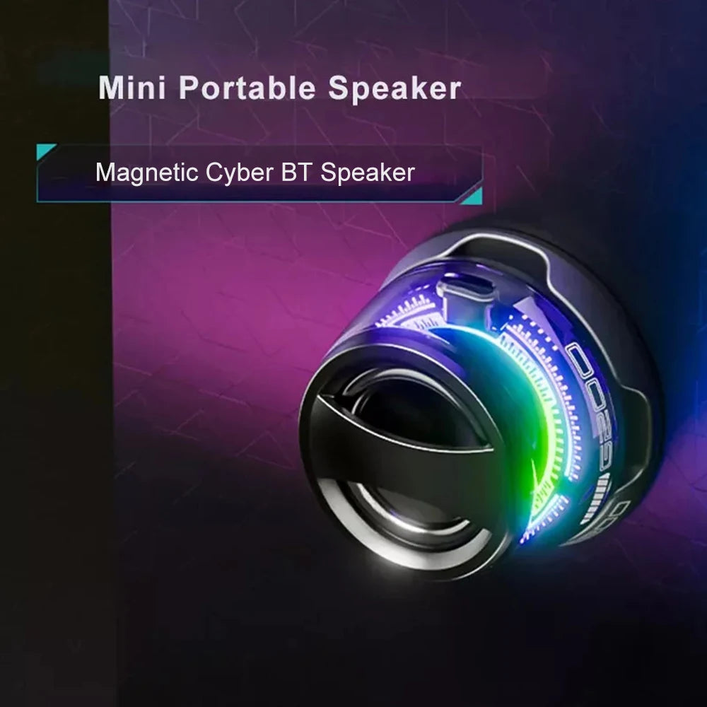 Outdoor Magnetic Bluetooth5.3 Speaker Wireless Portable Mini Travel Stereo Speaker with RGB Color Light and Phone Holder for Ios