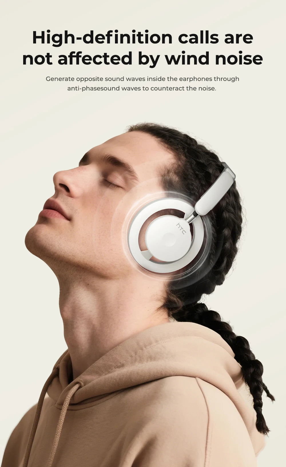 HTC HP06 Open-Ear Wireless Headphones Bluetooth V6.0 Airy Foldable AI Translate Headset for PC Laptop Phone TV Ultralight Hollow