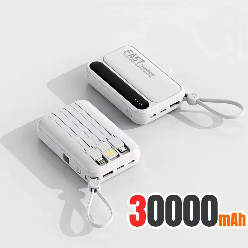 500000mAh Power Bank Large Capacity Built 4 In1 Cables Intelligent Digital Display Portable Battery For iPhone Huawei