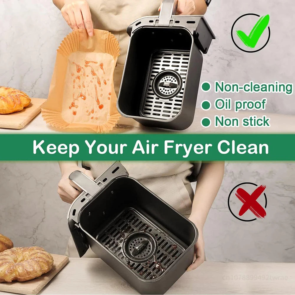 Air Fryer Liners Disposable for Ninja Airfryer 8.7x5.5" Rectangle Parchment Paper for Air Fryer Dual Basket Ninja DZ201 DZ401