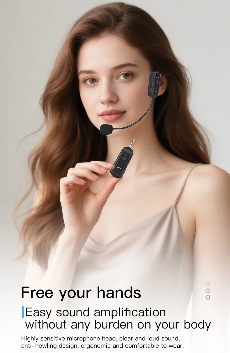 2.4G Head-mounted Wireless Microphones Headset Transmitter with Receiver For Voice Amplifier Speaker Teaching Tour Guide