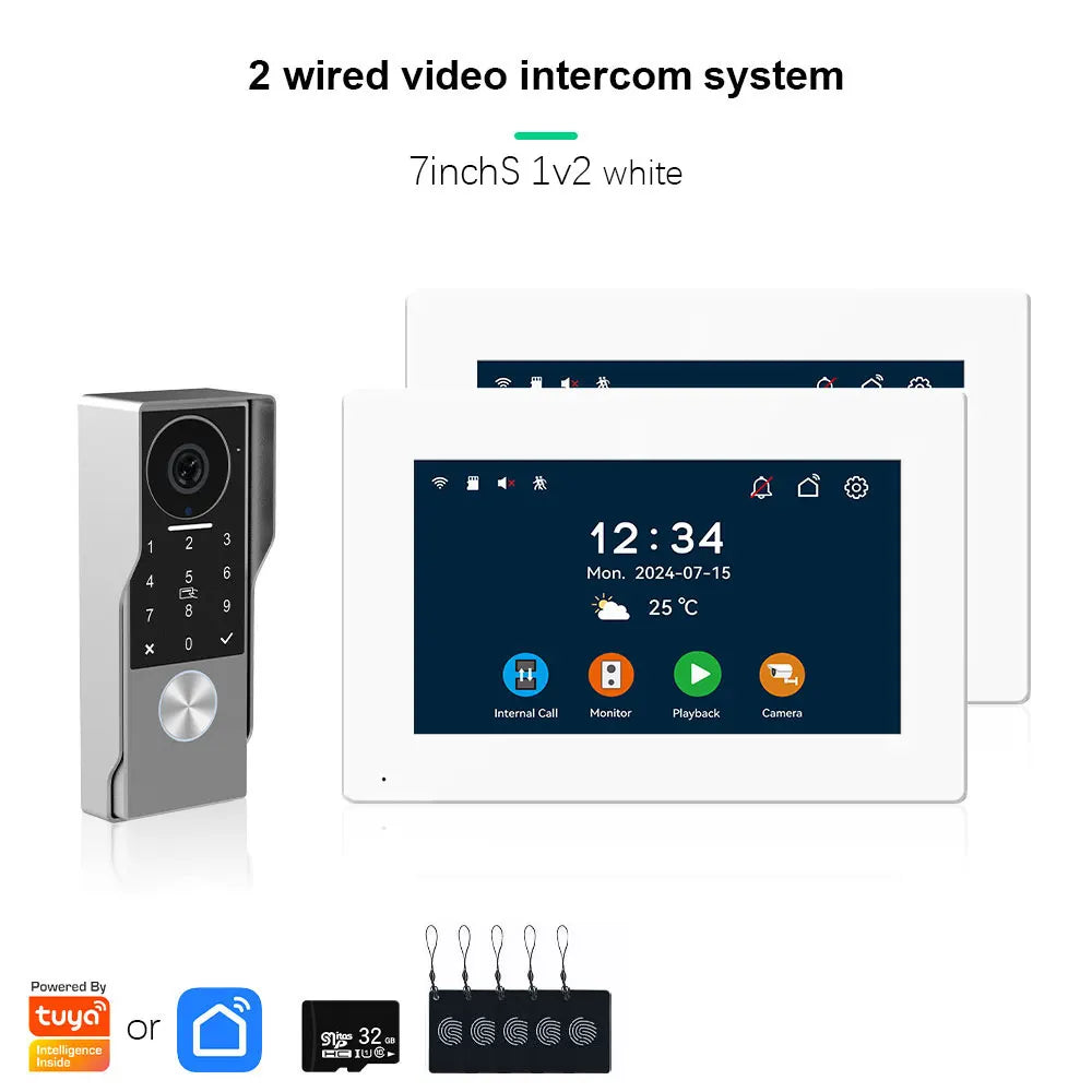 ANJIELO2Wire Digital Video Intercom System TUYA Smart 1080P Doorphone Camera Video Doorbell Support Gate DoorLockRemote Control