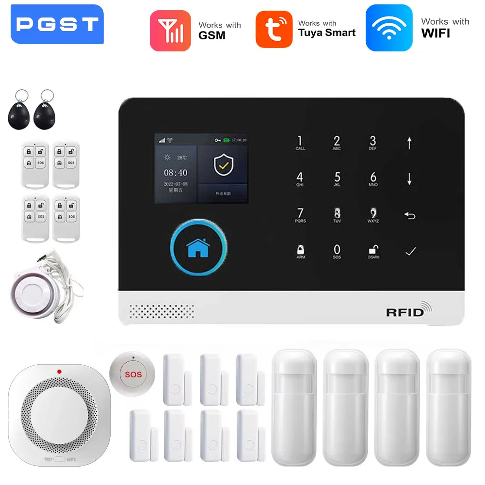 Smart Home WiFi GSM Alarm System for Home with Motion Sensor Wireless Siren Night Vision IP Camera Tuya Support Alexa