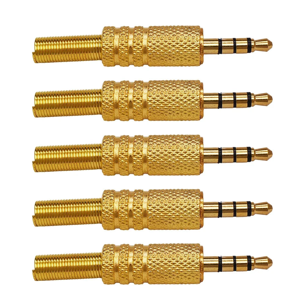5PCS Audio Adapter Set: 6.35mm to RCA/3.5mm Gold-Plated Plugs, Metal Housing, Screw-Lock, Hi-Fi Sound for Mic/Amp/Speaker