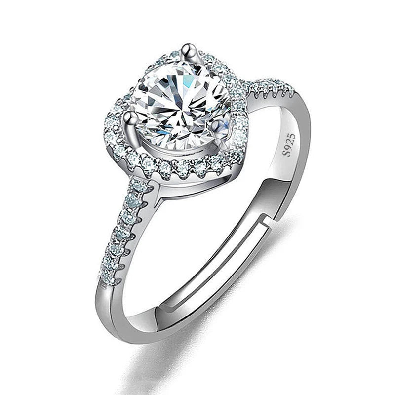 Moissanite Engagement Finger Rings Inlaid Diamond Open Ring For Women 925 Silver Promise Wedding Adjustable Rings Fine Jewelry