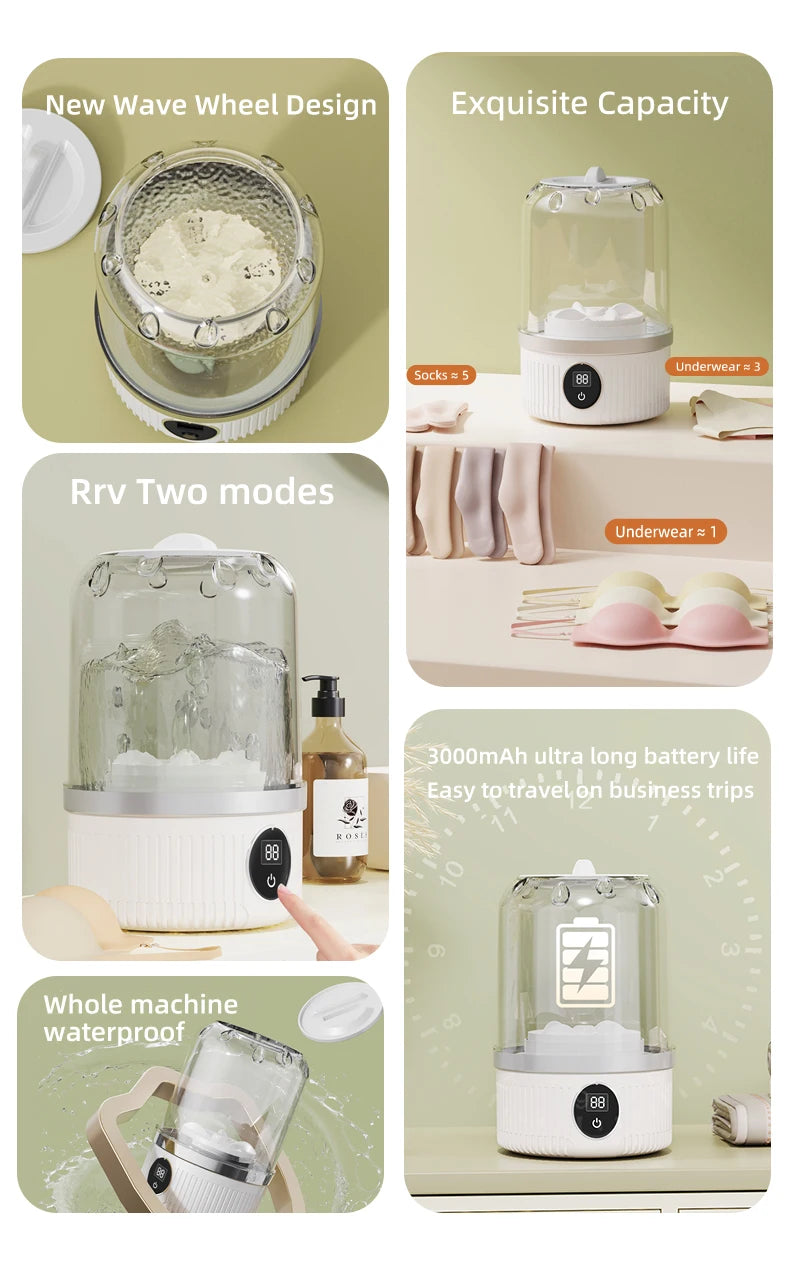 Mini Washing Machine Household Electric Washing Cup Underwear Socks Small Wireless Charging Washing Machine