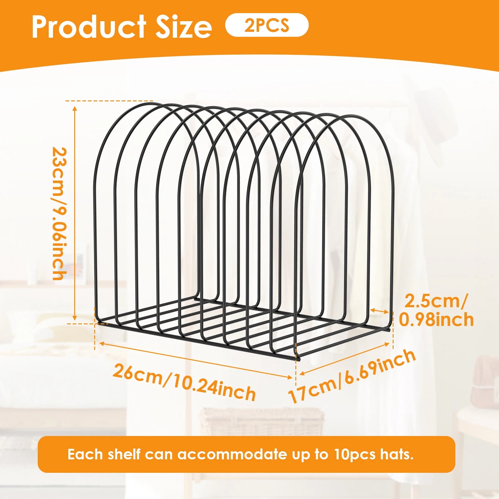 2Pcs Iron Knit Hat Wool Cap Storage Rack Winter Beanie Display Rack for home Wardrobe Closet Entryway Tabletop Hat Organizer