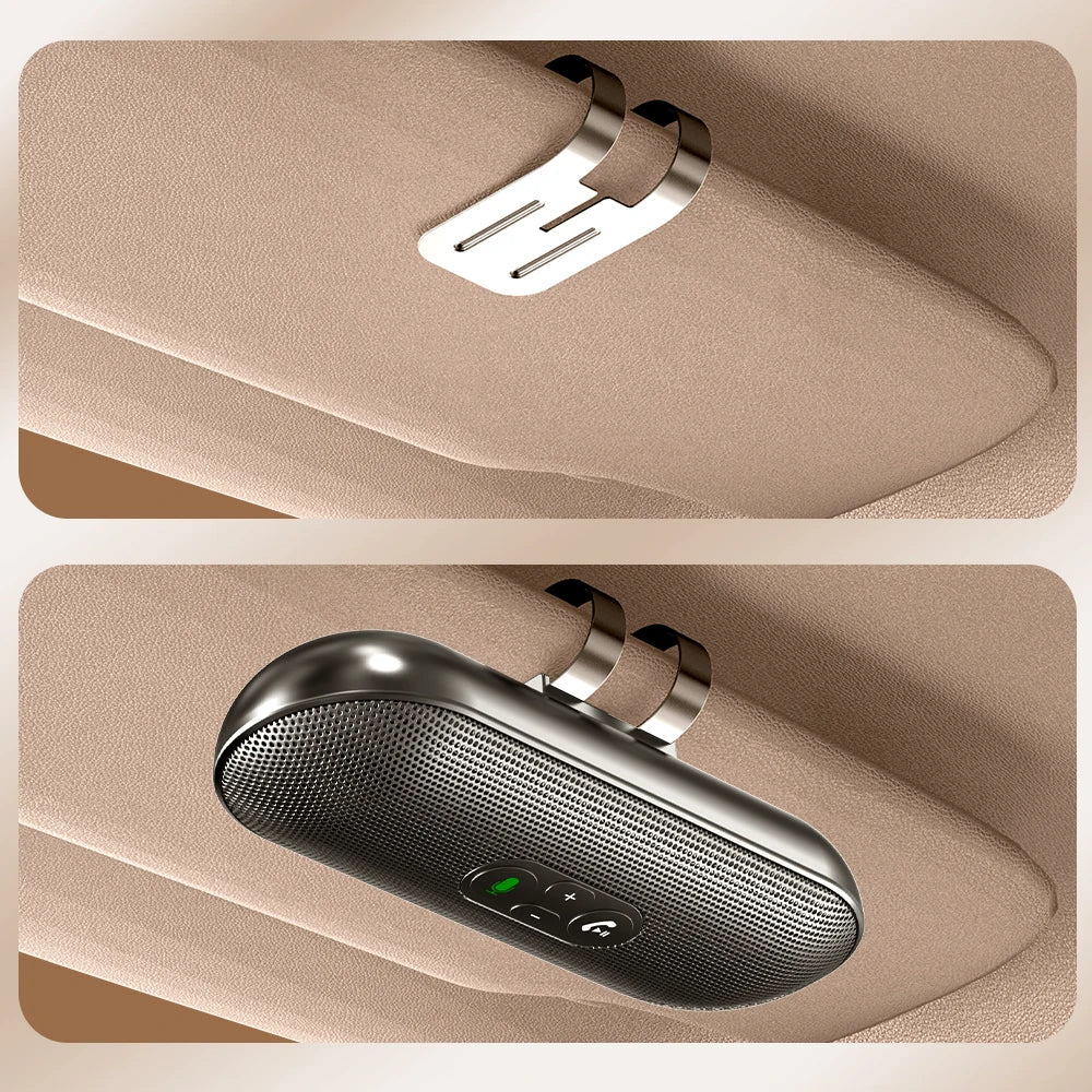Bluetooth 5.4 Car Kit Handsfree Dual 3W Speakerphone Sun Visor Speaker Mp3 Player Wireless Music Receiver With Voice Assistant