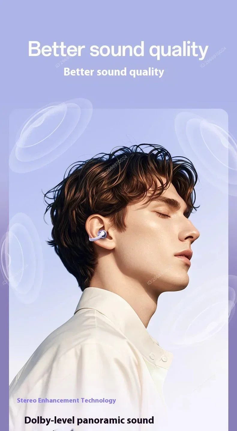 Premium Clip-on Earphones Wireless Bluetooth Earbuds Sound Quality Long Battery Life Perfect for Sports Headphones With Micphone