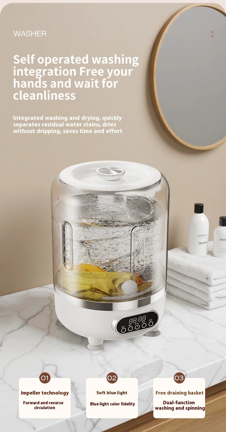 Mini turbo washing machine 3L fully automatic small USB charging portable sock and underwear specific washing machine.
