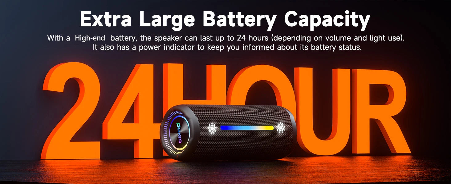 OHAYO Portable Bluetooth Speakers Wireless Loud Stereo Sound IPX7 Waterproof Outdoor Portable 35W Super Bass Speaker for Party