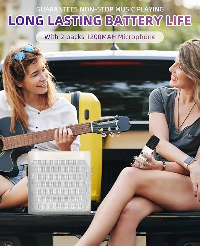 High Power Karaoke Bluetooth Speaker Portable 360 Stereo Surround Waterproof Wireless Subwoofer with 2 Mic Boombox music player