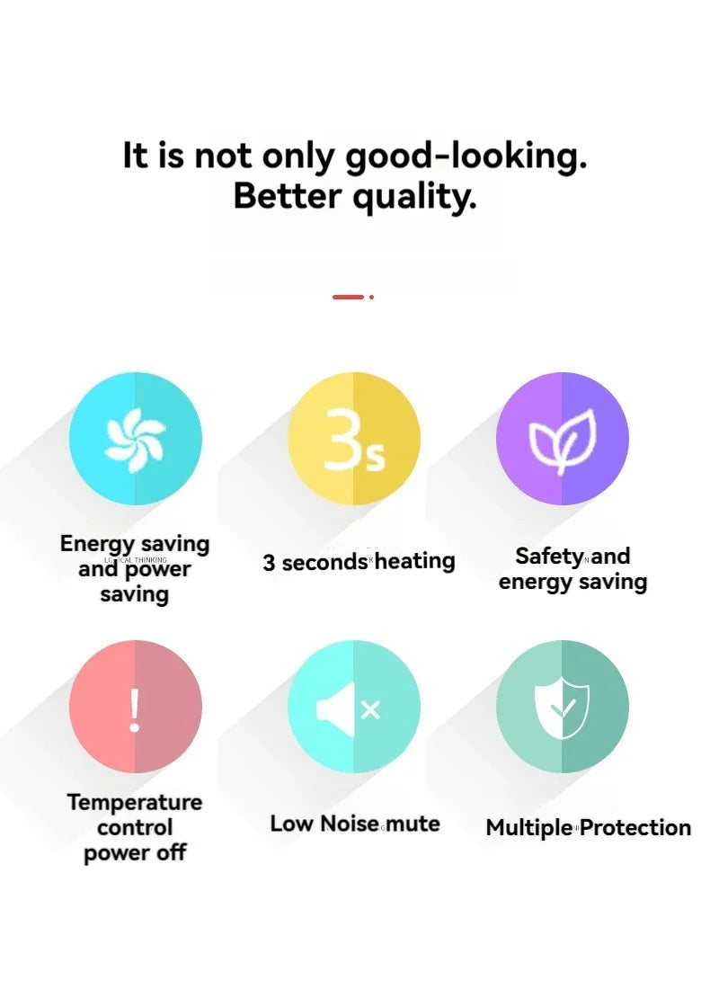 EU Heating Cooling Small Heater Home Bedroom Dormitory Office Energy Saving Safety Quiet Rotating Shaking Head Electric Heater