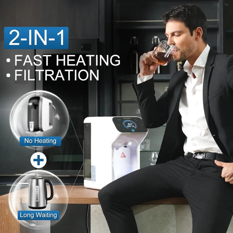 110V Reverse Osmosis Water Filter 1 Set Countertop RO  8-Layer Smart White Water Purifier TDS Monitor Scale Chlorine Prevent