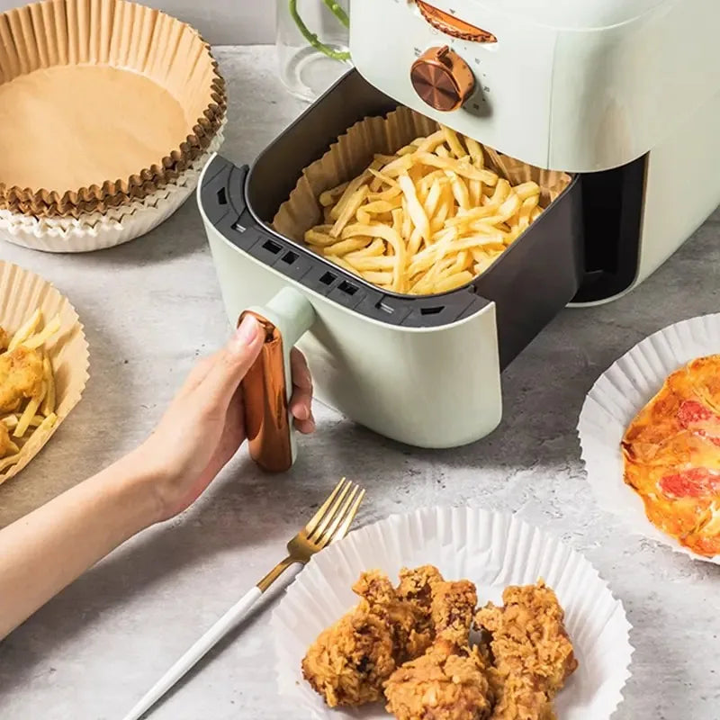 100/50/20PCS Air Fryer Paper Trays Airfryer Baking Paper Molds Square Round Oil-proof Air Fryer Disposable Cooking Paper Liner