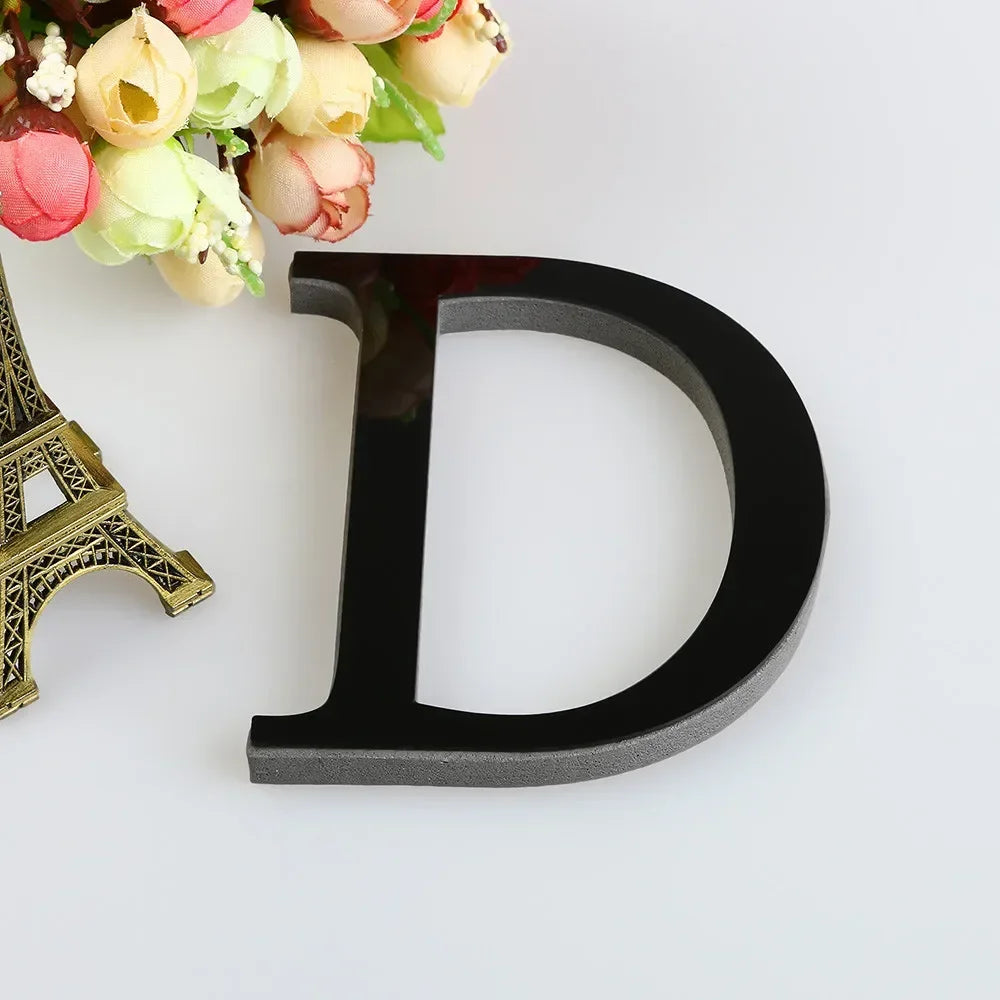 26 Letters Wall Sticker 3D DIY Mirror Acrylic Decals Home Decor Wall Art Mural for party wedding Christmas Retro Wall Art