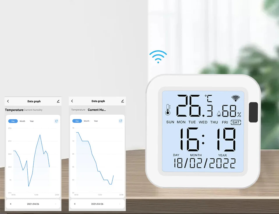 Smart Thermometer hygrometer Tuya WiFi Temperature and Humidity Sensor With Backlight APP Remote Control Work with Tuya Alexa