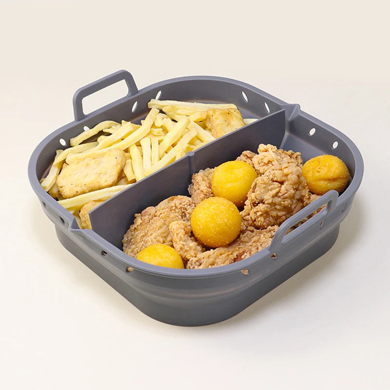 Square Silicone Air Fryer Liners Reusable Silicone Basket Easy to Clean Air Fryers Pot for 5.8 to 8 Qt Air Fryer Baking Tray