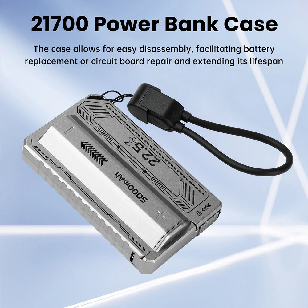 21700 Power Bank Case PD 20W Fast Charging Built In Cable Detachable Power Bank DIY Battery Case (Without Battery)