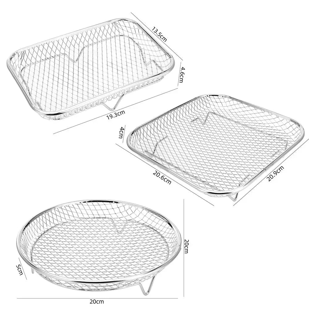 New Durable Stackable Air Fryer Rack Non-Stick Stainless Steel Airfryer Tray Grill Basket Kitchen Gadgets