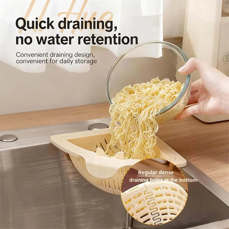 Triangular Draining Basket for Sink Magnetic Corner Sink Strainer with Twist-Open Bottom Kitchen Filter Rack Sink Corner Rack