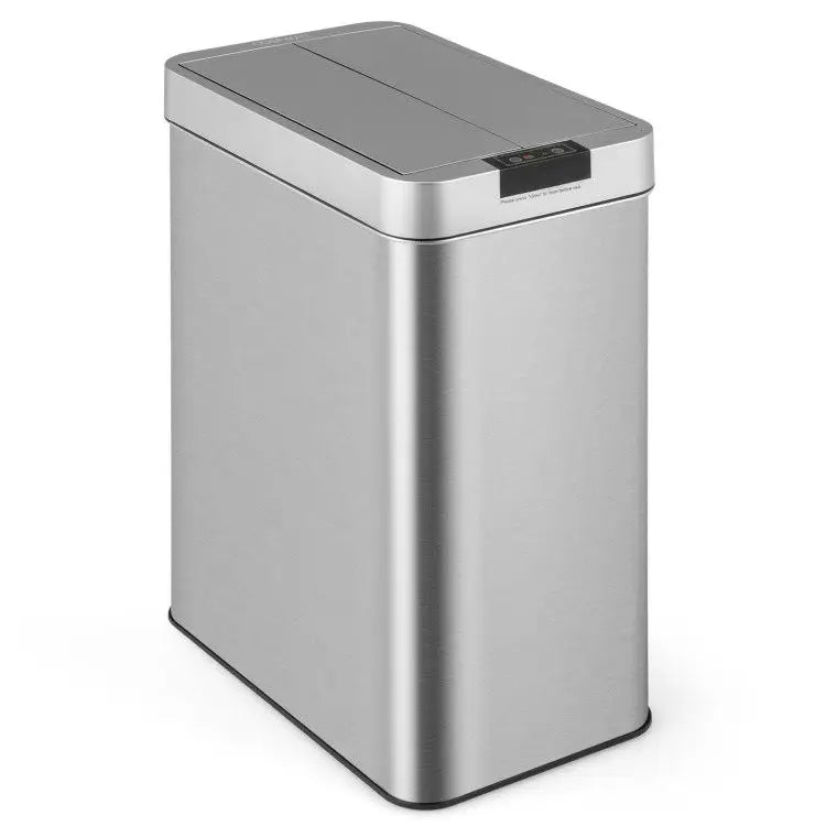 13.2 Gal Stainless Steel Frame Slim Kitchen Trash Can with Wing Lids Kitchen Appliances