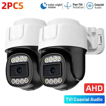 2PCS 2MP CCTV Analog Camera Full Color Night Vision UTC Coaxial BNC Audio Coax PTZ Control TVI CVI 4 in 1 AHD Security Cameras