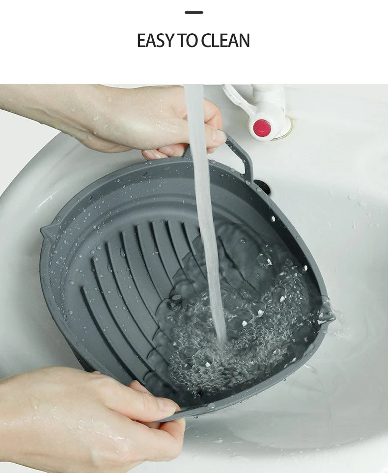 Square Silicone Air Fryer Liners Reusable Silicone Basket Easy to Clean Air Fryers Pot for 5.8 to 8 Qt Air Fryer Baking Tray