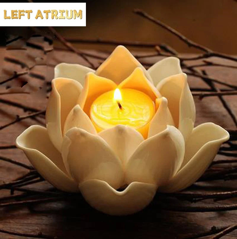 Ceramic Lotus Flower Petals Tealight Candlestick, Candle Holder, Home Decor, Wedding Party Gifts
