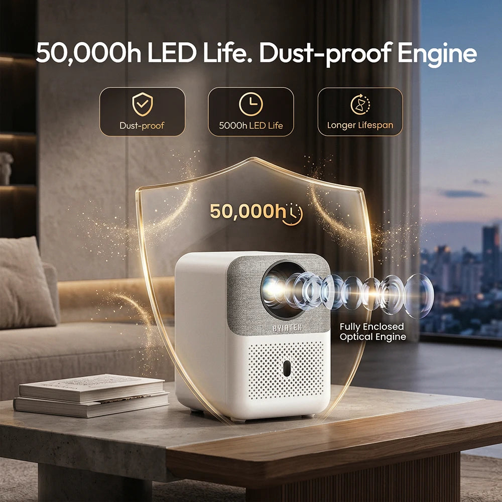 BYINTEK Full HD Mini Projector LOVE U4 1080P 4K Video 5G WIFI Android Auto Focus Portable Smart Projectors  Home Theater Cinema