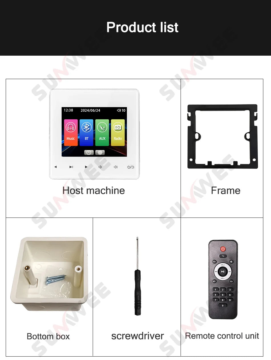 Home theater Background music system audio in wall power amplifier bluetooths player sound TF AUX control panel ceiling speakers