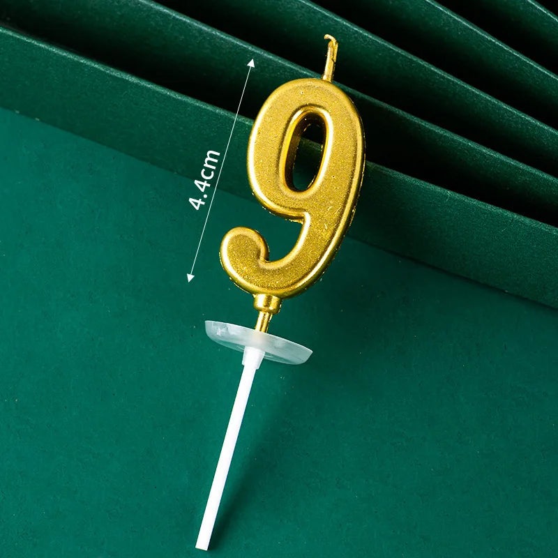 3D Gold Diamond Number Candles Large Birthday Cake Topper Wedding Anniversary Party Decorations for Home Celebration Supplies