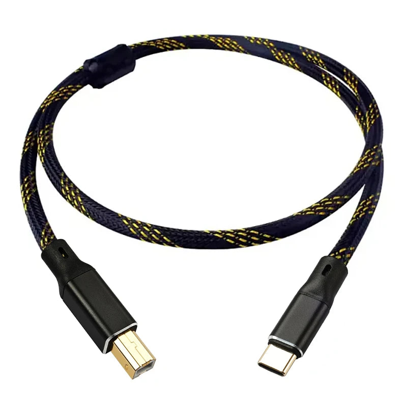 YYAUDIO Hifi USB Cable DAC A-B C-B C-C A-C Digital Audio High Quality OFC Silver Plating Type A to Type B Hifi Usb Typec Cable