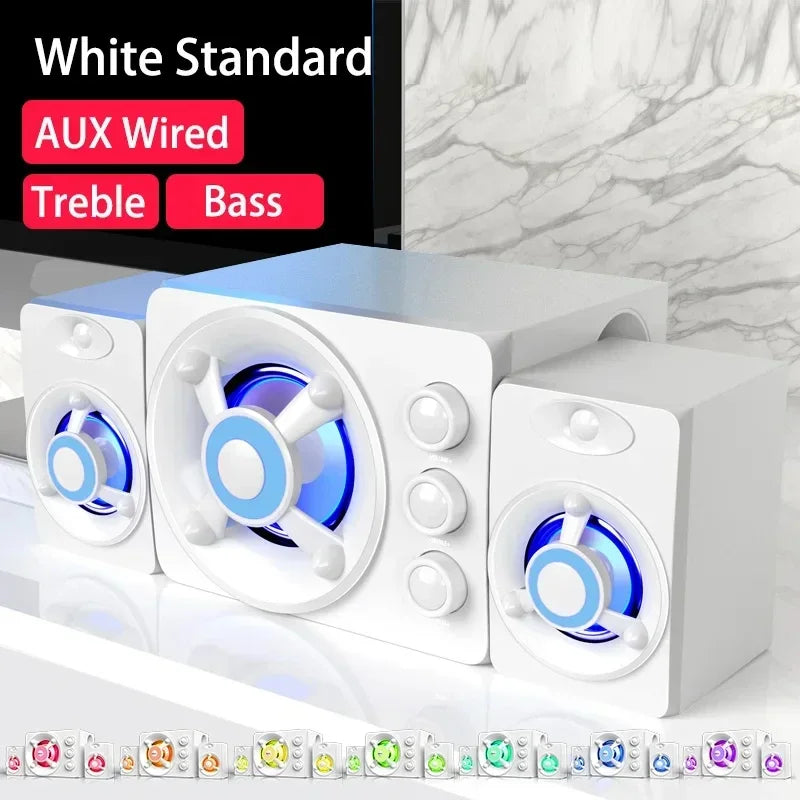 Upgrade HIFI 3D Stereo Speakers With LED Light AUX USB Wired Wireless Bluetooeh 5.0 Audio Home Theater Surround Sound Bar TV