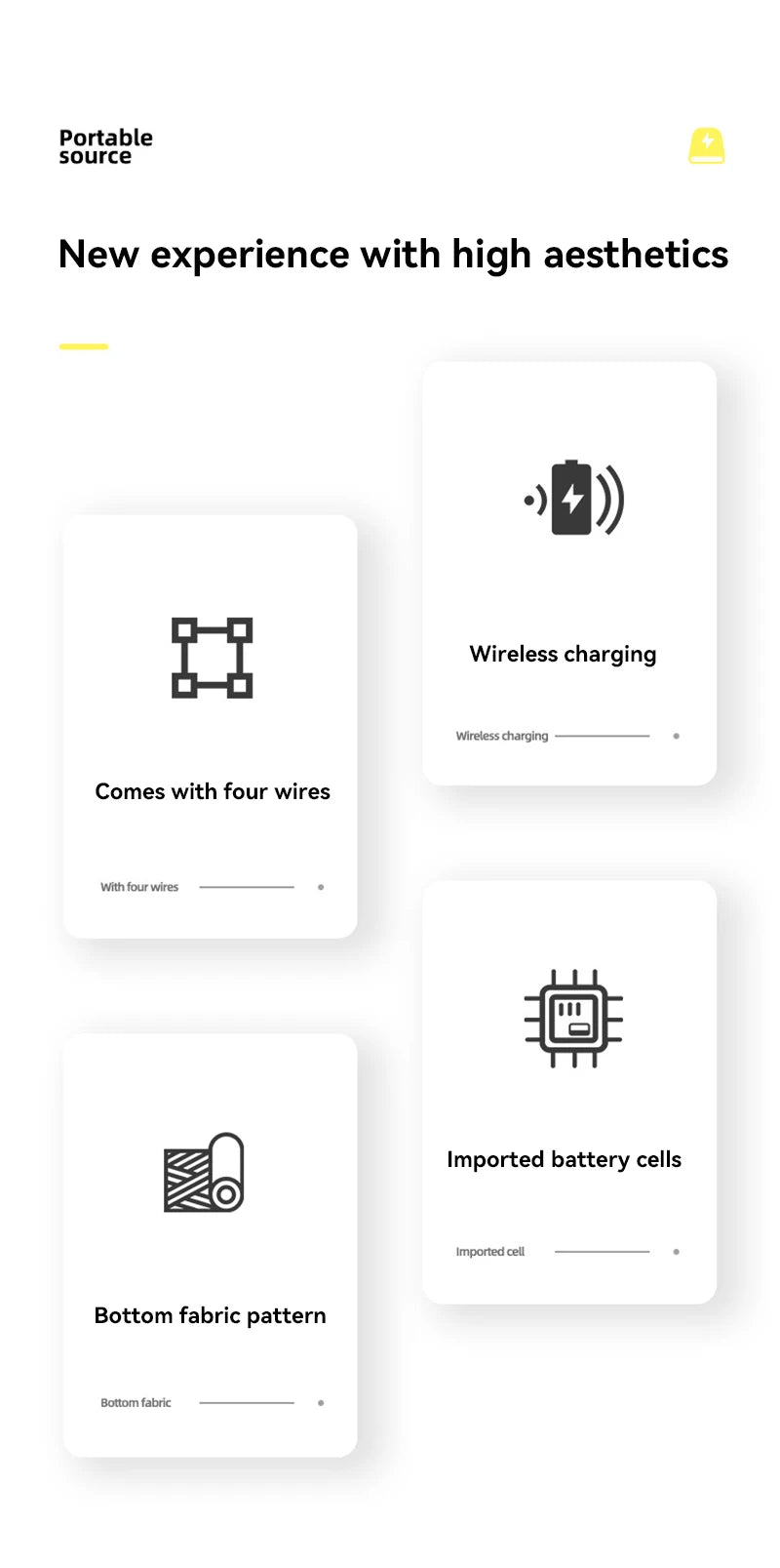 40000mah Wireless Power Bank Large Capacity Portable 5In1 Charge Powerbank Built-in Cables Dual USB External Battery For Xiaomi