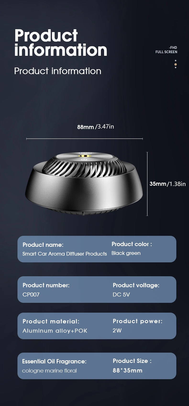 Smart Air Freshener Car Aromatherapy Fragrance For Purifying Seat Perfume Air Humidifier Diffuser Scent Air Machine Accessories